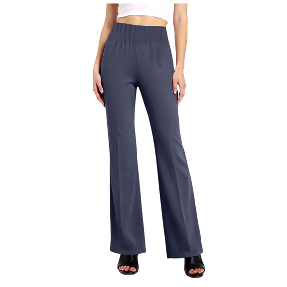 YDFCWXW Wide Leg Pants for Women with Pockets Yoga Pants High Waisted Loose Palazzo Casual Lounge Pants Navy, XL