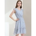 thumbnail image 2 of INSPIRE CHIC Women's Flutter Sleeves V Neck Smocked Waist Ruffle Floral Dresses, 2 of 6