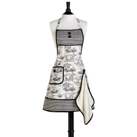 Jessie Steele French Toile Bib Gigi Apron with Terry Towel