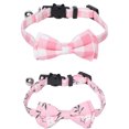 thumbnail image 2 of 1pc/2pcs Adjustable Cat Collar With Bells Safe Release Buckle Plaid Flower Pattern Pet Neck Accessories (1.0 x 28CM), 2 of 8
