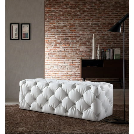 Divani Casa Maria Modern White Eco Leather Bench W Crystals Divani Casa Maria Modern White Eco Leather Bench W Crystals