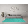 thumbnail image 3 of Ahgly Company Machine Washable Indoor Square Abstract Turquoise Blue Contemporary Area Rugs, 4' Square, 3 of 4