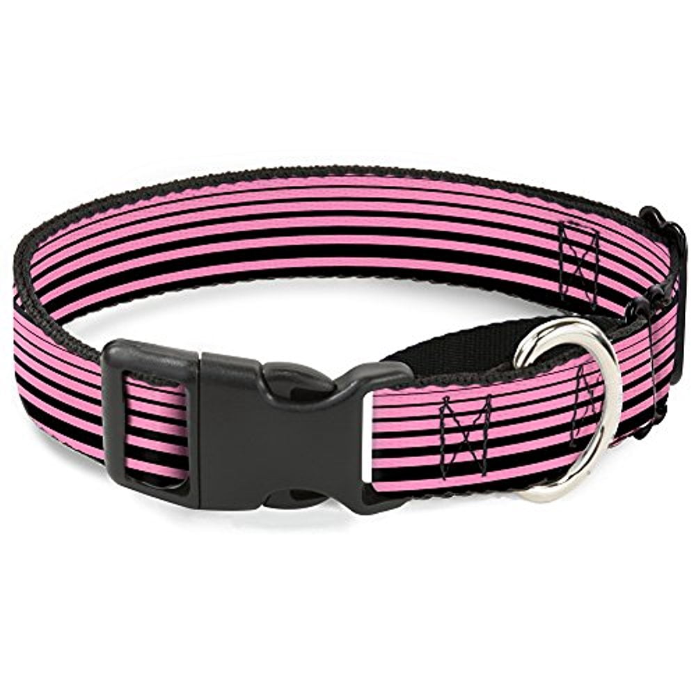 Buckle-Down Stripe Transition Black Pink Martingale Dog Collar