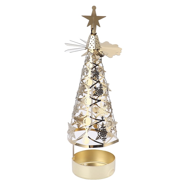 Spinning Candle Holder Rotating Candlestick Set for Romantic Wedding Christmas Party Gold Snowflake