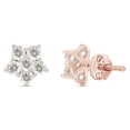 thumbnail image 4 of AFFY 1 Carat Round Moissanite Diamond Flower Cluster Stud Earrings for Women 14K Rose Gold over Silver, 4 of 7