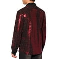 thumbnail image 3 of INSPIRE CHIC Men's Shirts Sequin Long Sleeve Button Down Sparkle Metallic Dress Shirts M Red, 3 of 5