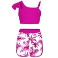 thumbnail image 1 of Choomomo Girls Tankini Swimsuits Set Two Piece Tropical Print Bathing Suit Ruffle Crop Tank Top with Shorts Set Hot Pink 10, 1 of 5