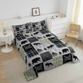 thumbnail image 3 of Hunting Bear Deer Comforter Set, Buffalo Plaid Quilt Twin Size Rustic Cabin Patchwork Bedding Set Teens Adult, Farmhouse Woodland Duvet Insert 2Pcs With 1 Pillow Case, 3 of 5