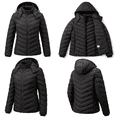 thumbnail image 2 of Women's Lightweight Full-Zip Puffer Jacket with Hood Quilted Waterproof Winter Coat, Black, 2 of 8