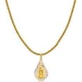 thumbnail image 1 of 14K Tri Color Gold Diamond Cut Our Lady of Guadalupe Stamp Charm Pendant with 1.4mm Round Wheat Chain Necklace - 22", 1 of 6