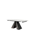thumbnail image 7 of Contemporary White Rectangular Extendable Stone Dining Table with Black Base, 7 of 7