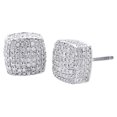 thumbnail image 2 of Diamond 3D Cube Studs Mens 10K White Gold Round Pave Square Earrings 1.25 CT., 2 of 5
