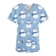 thumbnail image 4 of Fiudx Ofertas Flash Del Día Blusa de Manga Corta con Cuello En V para Mujer, Uniforme de Trabajo, Impresión de Bolsillo, 4 of 5