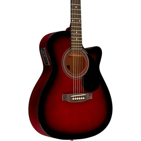 Red Classic Guitar - Rogue RA-090 Concert Cutaway Acoustic-Electric Guitar