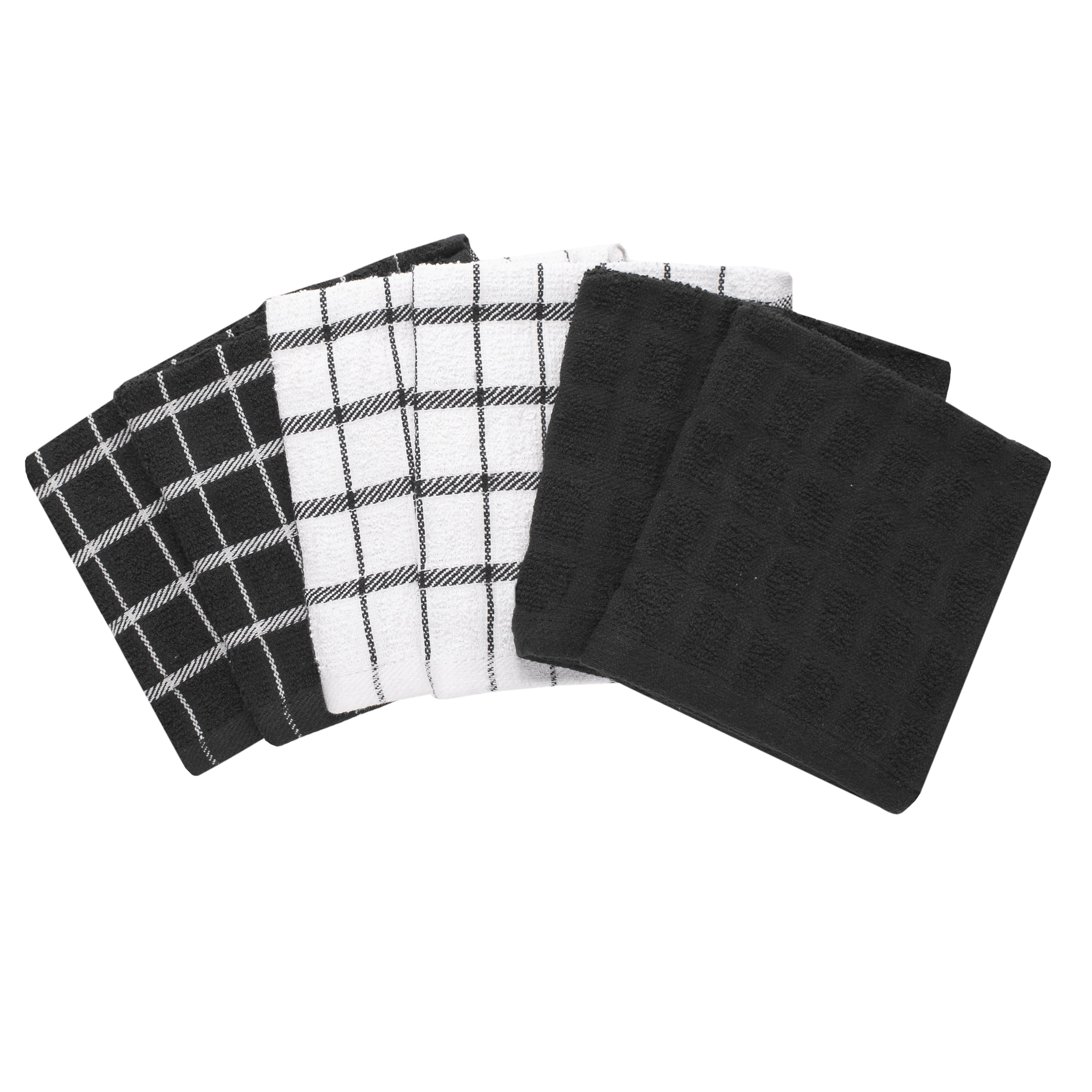 RITZ Terry Check Dish Cloth, Set of Six, Black
