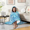 thumbnail image 4 of Wearable Blanket,Blue White Tie Dye Wave Pattern Hooded Wearable Flannel Blanket for Adults & Teens,Winter Poncho Shawl Wrap Cape Cozy Anti-Pill,50"x60", 4 of 5