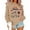Khaki, variant on FYEGRE Christmas Sweatshirt for Women Cute Christmas Graphic Tops Holiday Crewneck Long Sleeve Pullover Tops Blue XXL