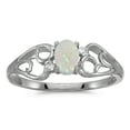 thumbnail image 1 of 10k White Gold Oval Opal And Diamond Ring, 1 of 1