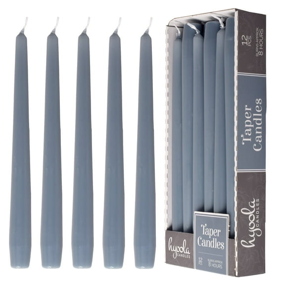 Hyoola 10" Sapphire Blue Dripless European Made Taper Candles, Unscented Paraffin Wax with Cotton Wicks, 12-Pack