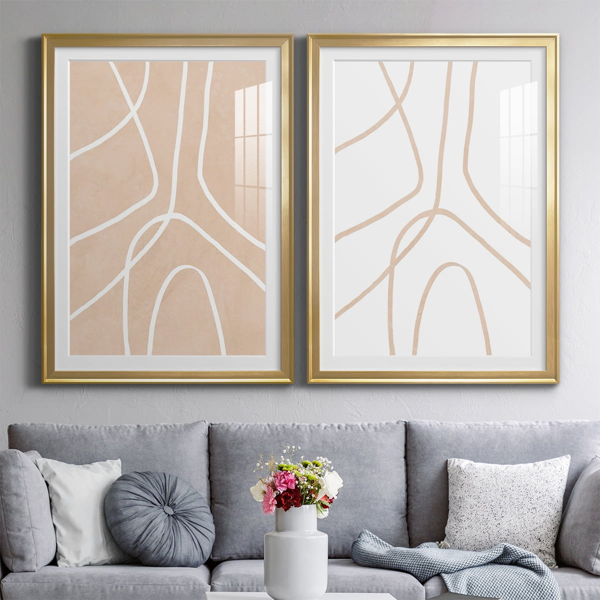 Wexford Home Clean Contour III Premium Framed Print, 30.5" x 42.5" - Ready to Hang, Gold (Set of 2)
