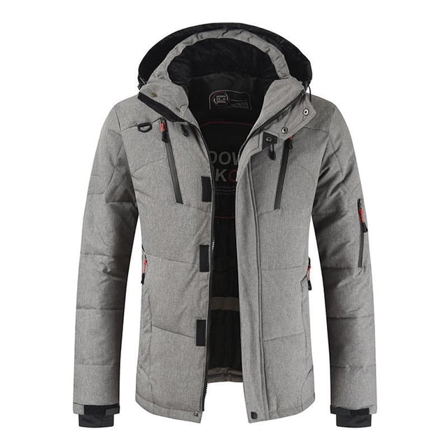 Guardoinrt Polyester Mens Duck Down Jacket For Ultimate Warmth And Style Wide Application Hooded Puffer Jacket grey 2XL