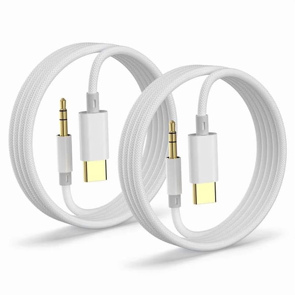 Cable auxiliar MAXAUX USB-C a adaptador de audio de 3,5 mm, paquete de 2, 1,2 m