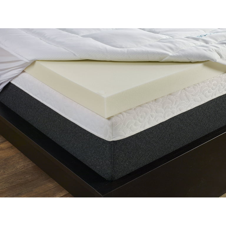 ISOCOOL Memory Foam Mattress Topper with Outlast Cover, Queen, 3 inch 