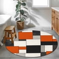 thumbnail image 5 of Burnt Orange Black Grey Round Rug 4ft Washable Circle Entryway Rugs Non Slip Modern Geometric Abstract Area Rug Indoor Floor Carpet for Bedroom Kitchen Living Room Home Office Dining Room Nursery, 5 of 8
