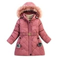 thumbnail image 3 of TAGOLD Girls' Outerwear Jackets Stylish Heart Zip Button Pockets Thick Long Sleeve Hooded Outerwear For 4-10 Years, 3 of 5