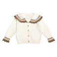 thumbnail image 6 of Annhoo Baby Girls Sweaters Cute Collared Long Sleeve Knitted Outwear Toddler Button down Floral Embroidered Coats, 6 of 9