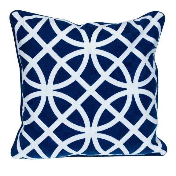 Parkland Collection Transitional Geometric Blue Square 20" x 20" Pillow