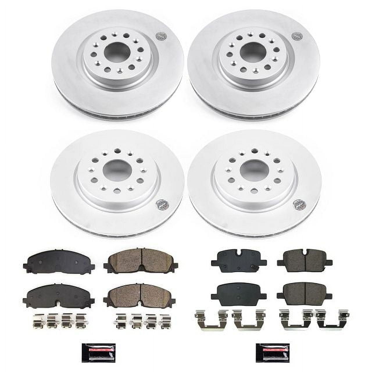 PowerStop Front and Rear Geomet Coated Brake Rotor and Pad Kit Fits: CADILLAC Select Models CRK8796