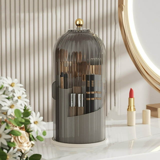 Rotating Cosmetic Storage Box Transparent Sliding Lipstick Storage Rack Desktop Makeup Brush Dressing Table Pen
