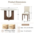 thumbnail image 5 of Leovanni Modern 47" 5-Piece Solid Wood Round Dining Table Set with 4 Upholstered Chairs, Pedestal Base Kitchen & Dining Room Set, White, 5 of 16