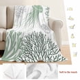 thumbnail image 5 of Sage Green Coastal Blanket Soft Cozy Warm Throw Blanket for Couch, Plush Fuzzy Flannel Fleece Blankets for Sofa, Coral Jellyfish Nautical Bed Blankets Lightweight Gifts for Women, 30"x40", 5 of 9