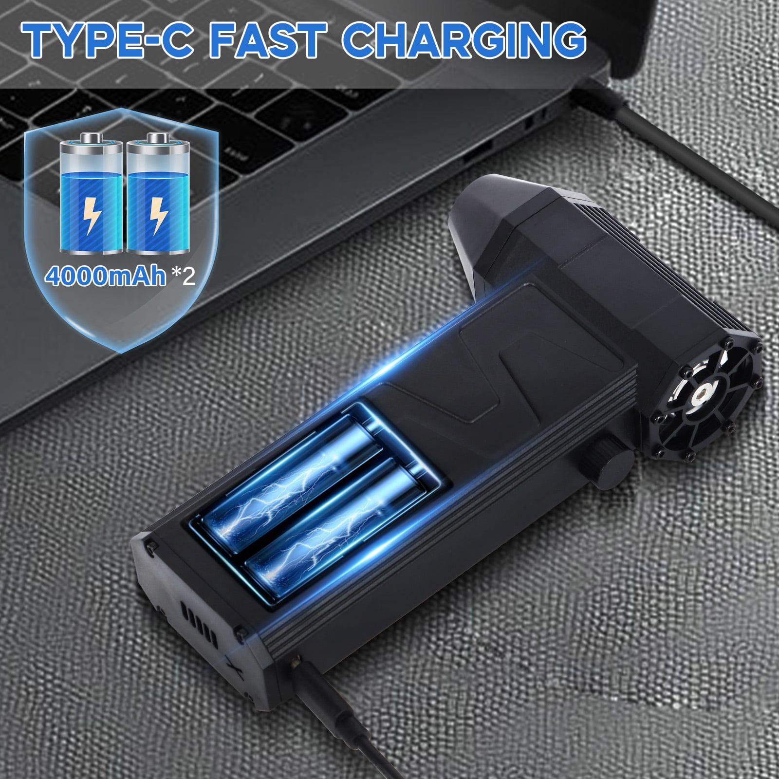 Garvee Electric Compressed Air Duster 130000RPM with 4000mAh Battery Cordless Air Blower for Car and Home