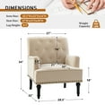 thumbnail image 2 of Upholstered Club Armchair Velvet Lounge Accent Chair Single Sofa Button Nailhead Wooden Legs Living Room Bedroom Tan, 2 of 6