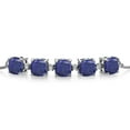 thumbnail image 2 of Gem Stone King 925 Sterling Silver Blue Lapis and White Lab Grown Diamond Tennis Bracelet for Women (5.06 Cttw, Cushion 6MM, Gemstone Birthstone, Fully Adjustable up to 9 inch), 2 of 4