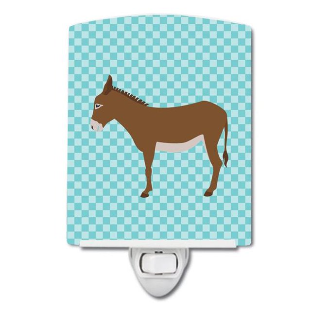 Carolines Treasures BB8023CNL Cotentin Donkey Blue Check Ceramic Night Light