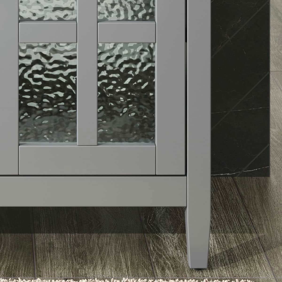 Resenkos 30" Bathroom Vanity with Ceramic Sink, Solid Wood Legs, Adjustable Shelf, Tip-Out Tray, Silver Metal Knobs, Soft Close Hinges - Gray