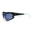 thumbnail image 6 of Color Camouflage Metal Frame Wrap Around Oval Sport Sunglasses Blue Brown Camo - Blue Mirror, 6 of 8