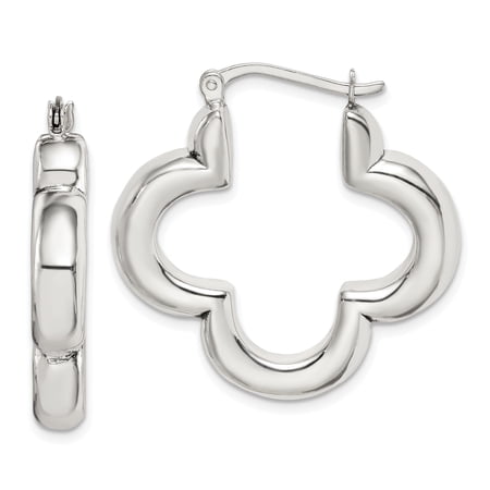 Primal Silver Sterling Silver Clover Hoop Earrings