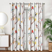 SUNOLIFE White Blackout Curtains 2 Panels 52x84 Inch Birds Darkening Window Curtains for Living Room Bedroom