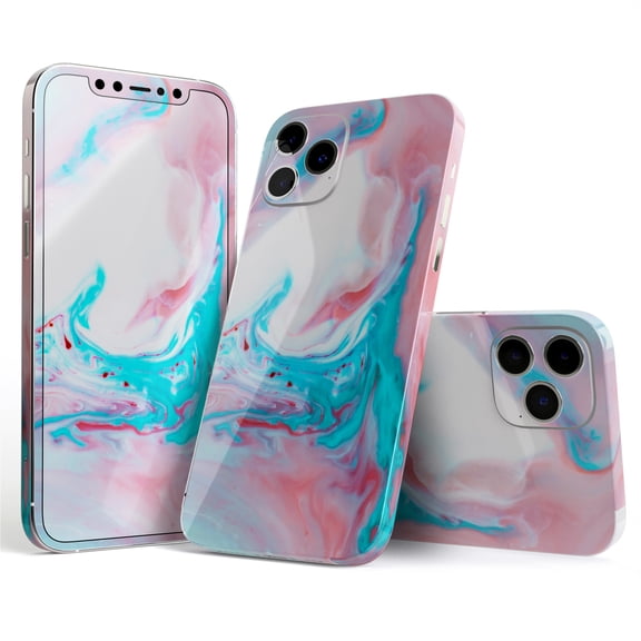 DesignSkinz Marbleized Teal and Pink V2 Full-Body Skin Decal Wrap Cover for iPhone 16
