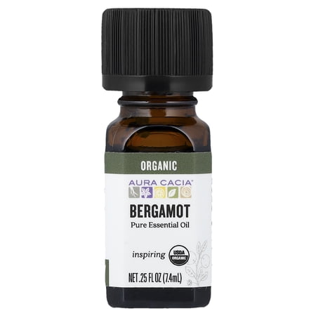 Aura Cacia Pure Essential Oil, Organic Bergamot, 0.25 fl oz (7.4 ml)