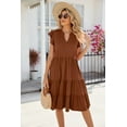 thumbnail image 2 of QINCAO Womens Dresses Summer Casual V Neck Ruffle Sleeve High Waist Flowy Tiered Mini Dress with Pockets S-2XL, 2 of 4