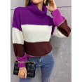 thumbnail image 4 of Women's Sweaters Casual Long Sleeve Crewneck Color Block Patchwork Pullover Knit Sweater Tops, 4 of 6