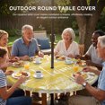 thumbnail image 3 of Round Outdoor Tablecloth with Umbrella Hole and Zipper, Vintage Mustard Yellow Tablecloth with Elastic Waterproof, Farmhouse Florals Leaf Coastal Sweet Home Patio Table Covers for 31" - 35" Tables, 3 of 9
