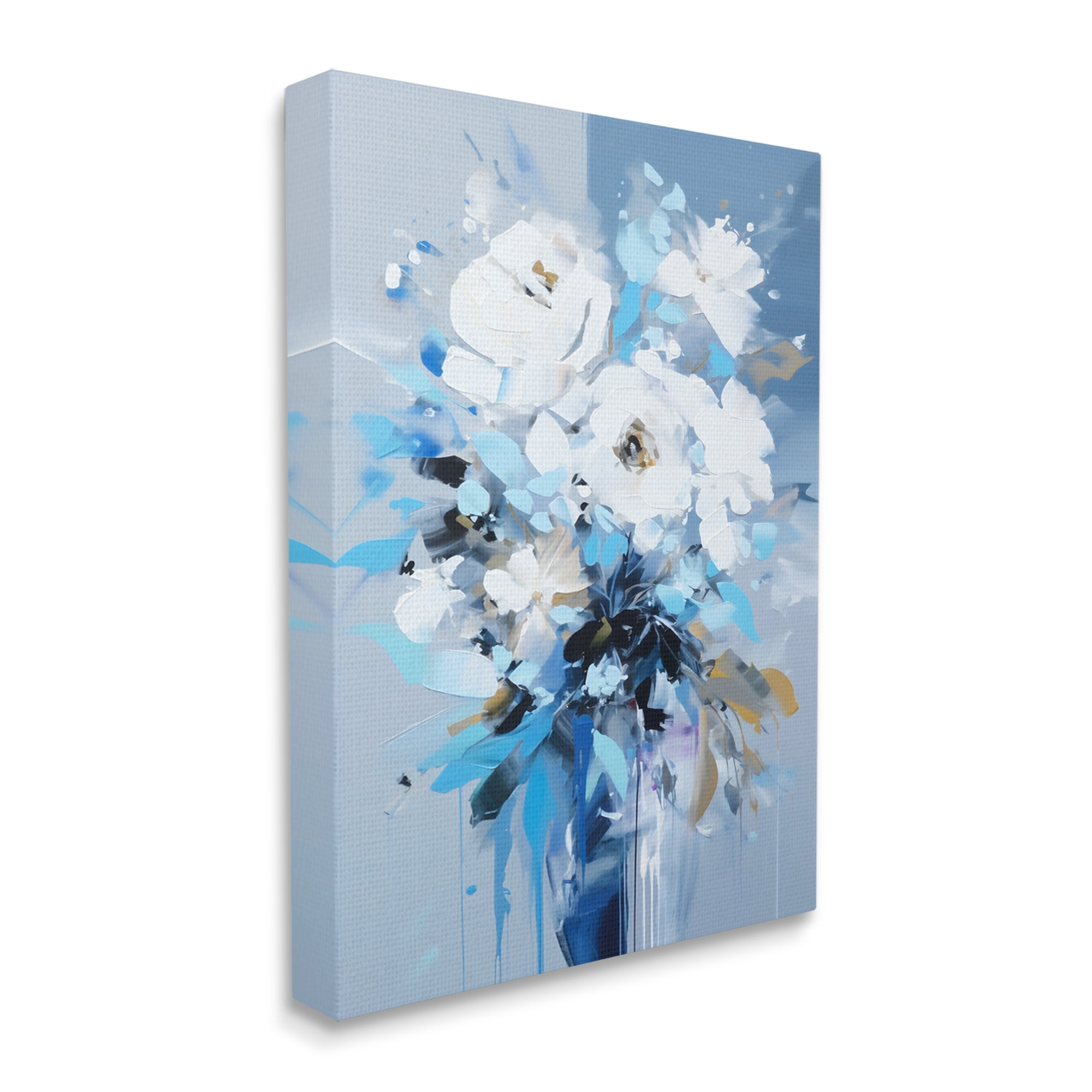 Stupell Industries Flower with Modern Drip Botanical & Floral Painting Gallery Wrapped Canvas Art Print Wall Art, 16 x 20
