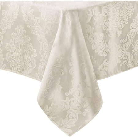 

Barcelona Luxury Damask Fabric Tablecloth Polyester No Iron Soil Resistant Dining Room Party Banquet and Holiday Tablecloth 60 Inch x 102 Inch Oblong/Rectangle Antique White